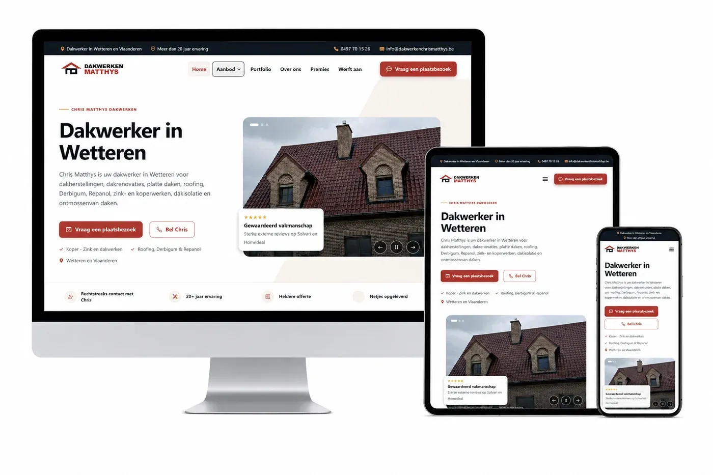 Website voor Dakwerken Chris Matthys